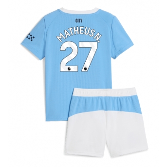 Billige Fotballdrakt Manchester City Matheus Nunes #27 Replika Hjemmedraktsett Barn 2025-26 Kortermet (med bukser)
